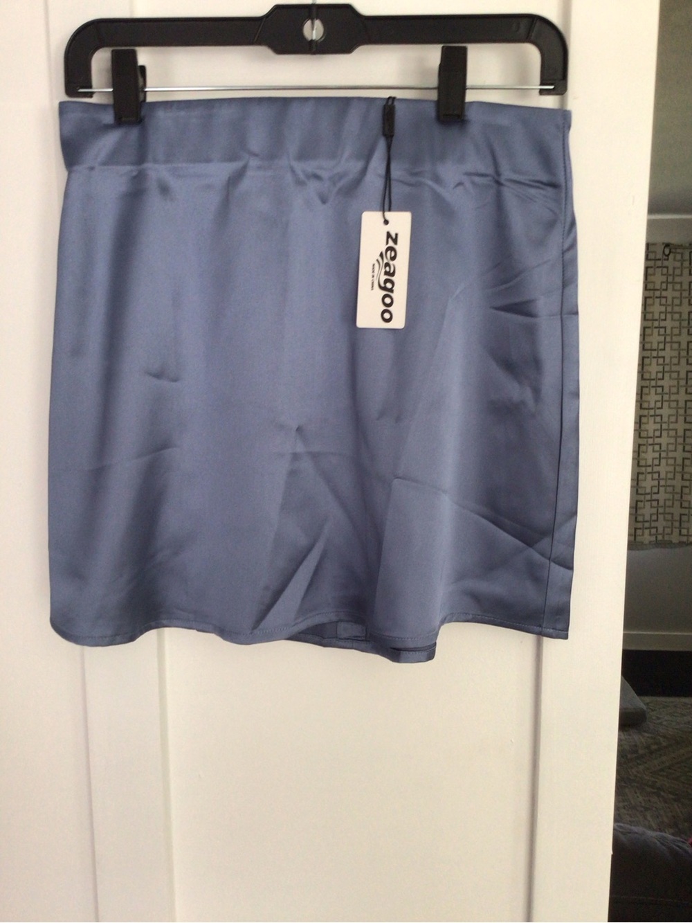 zeagoo Light Blue Satin Mini Skirt